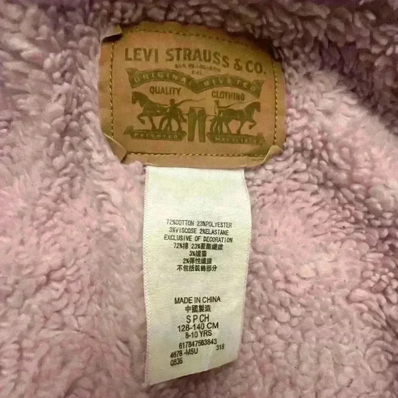 Levi Strauss Girls Denim Jacket Fleece Lined Size S - Picture 5 of 5